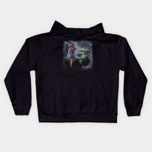 A girl in a dark street Kids Hoodie